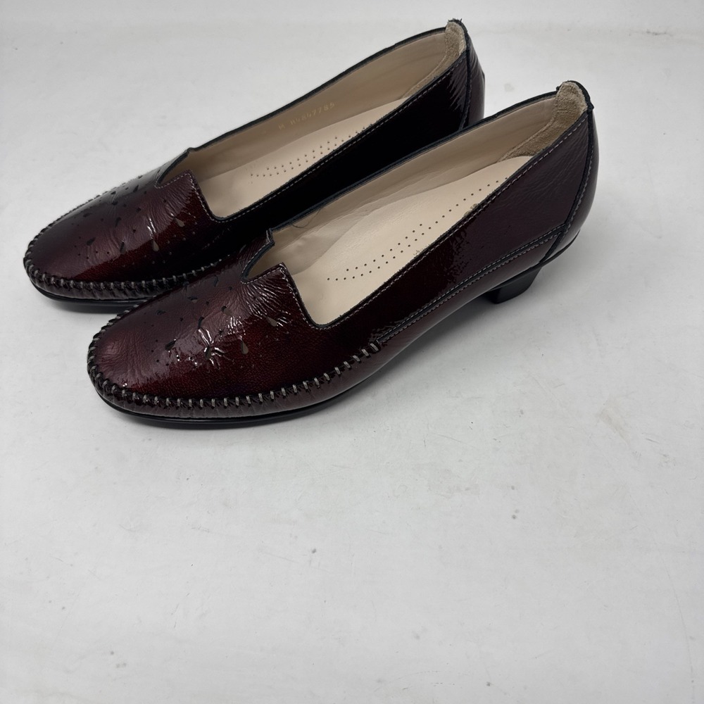 SAS Sonyo Womens Slip On Heels Bordo Patent Leather Comfort Pumps Size 9M